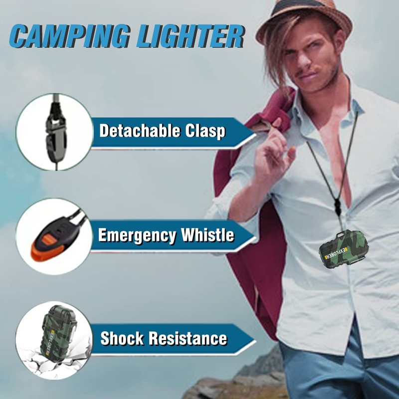 Torch Lighter, 2 Pack Butane Lighter, Windproof Outdoor Gas Lighter