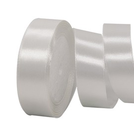 Original White Satin Ribbon for Gift Wrapping 1 inch,25 Yards Continuous Ribbons Roll,Christmas Gift Ribbon Thick Solid Color Fabric Ribbon for Crafts,Wedding Car,Hair Bow Making,Wreath,Bouquet