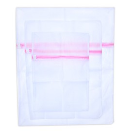 Laundry Bags, Mudder Zippered Mesh Washing Bags - Protect Your Fine Delicate Clothes in the Washer, Set of 3 (Small Mesh, Pink)