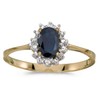 10k Yellow Gold Oval Sapphire And Diamond Ring (Size 6)
