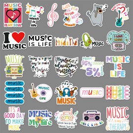 Musical Note Stickers 50 Pack Laptop Stickers,Music Stickers for Water Bottles Skateboard Scrapbook Bike Computer,Phone,-Graffiti Stickers Pack for Teens Girls Kids