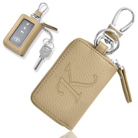 VEISEN Smart Key Case, Women's, Men's, Initial Embossed, Clear Window, Key Holder, Microfiber Leather, Car Cover, Women's, Car Key Case, One Inner Pocket, Fashionable, Simple