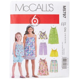 McCall's Patterns M5797 Children's/Girls' Tops, Dresses, Shorts and Pants, Size CHJ (7-8-10-12-14)