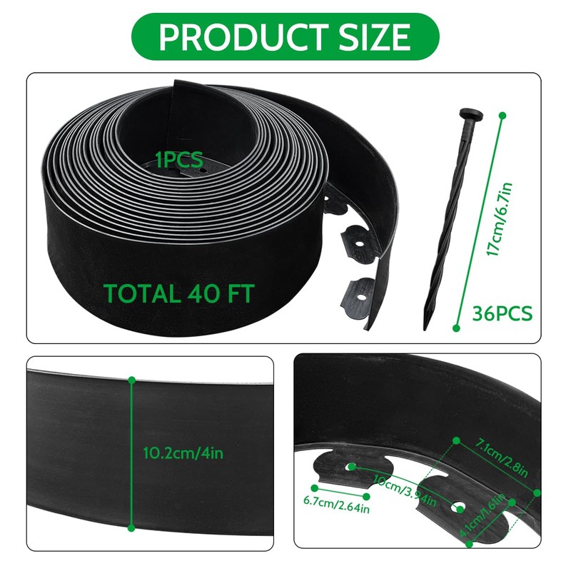 40 FT Landscape Edging No Dig [Extra Tall 4 Inch