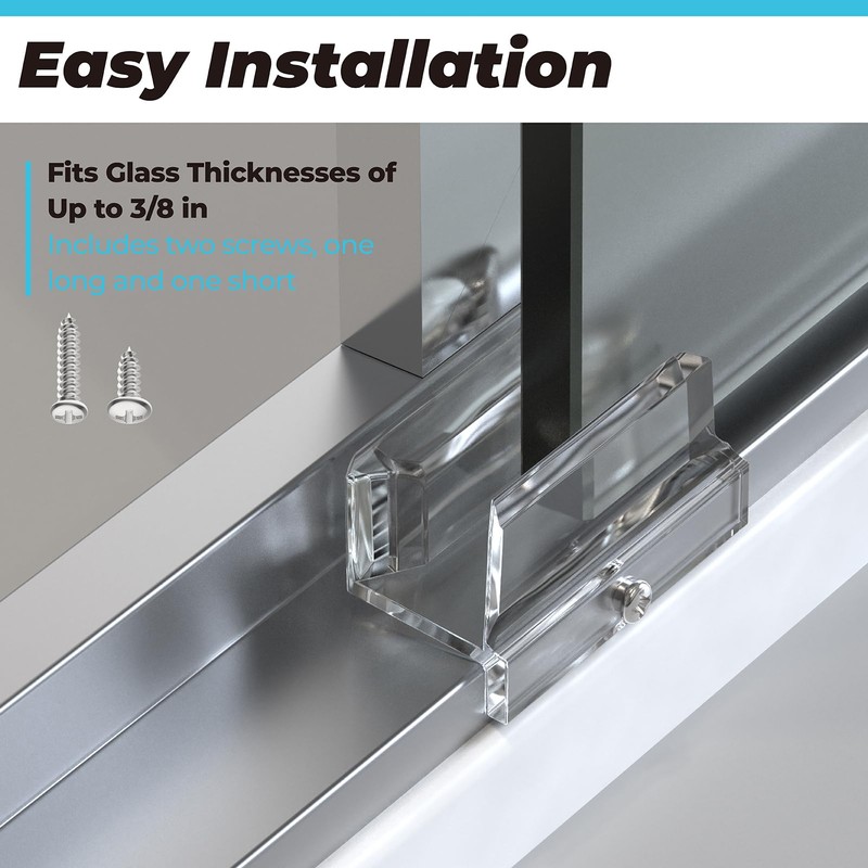 Clear Acrylic Sliding Shower Door Bottom Guide with Screw fits