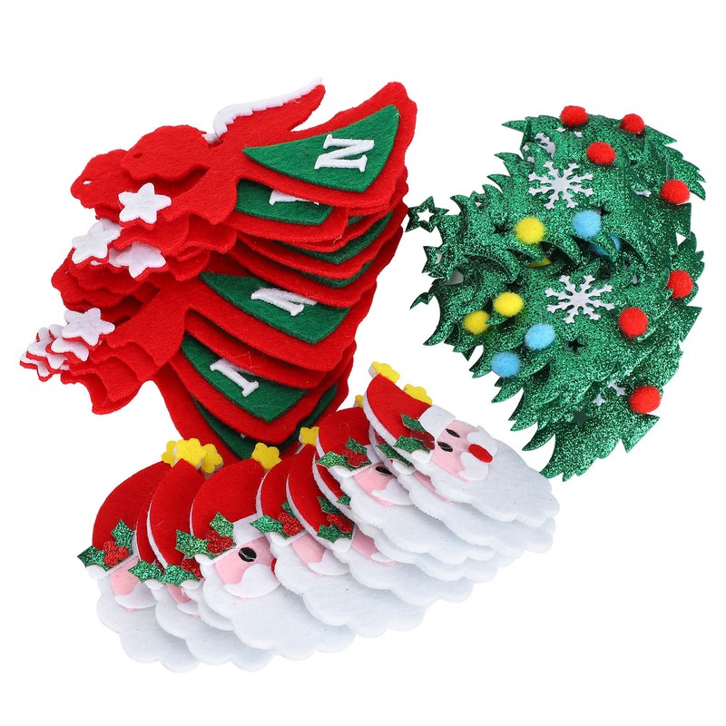 30Pcs Christmas Tree Felt Wall Hanging Door Murals Kids Gifts