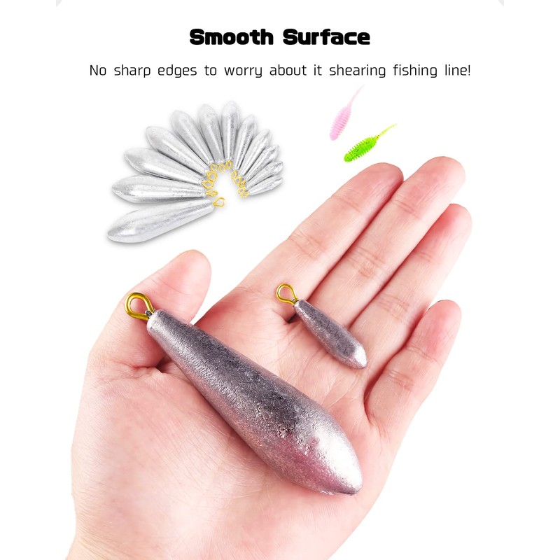 Atibin Drop Shot Fishing Weight Sinker Teardrop Saltwater Fishing Weights