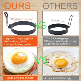 Wowitis Egg Ring4 Packs Upgrade Large 4 Egg Rings for Griddle Frying EggNon-Stick Sta
