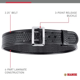 BIANCHI 7960 Sam Browne Duty Belt - 2.25", 32 - Hi-Gloss - Brass Snap