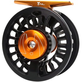 Maxcatch Tail Fly Fishing Reel Light Weight Large Arbor Teflon Disc with CNC-machined Aluminum Alloy Body 5/6 7/8wt (Black Reel, 5/6 wt)