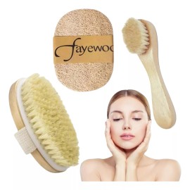 Universo en Linea Set Cepillo Corporal Facial Y Esponja Pulpa Madera Exfolia