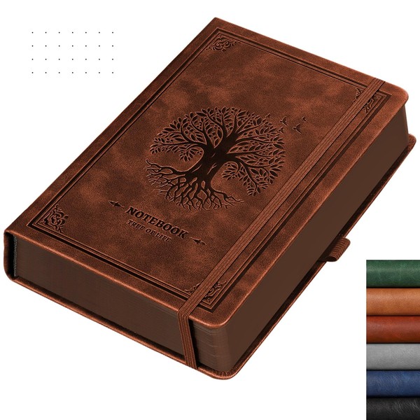 RETTACY A5 Dotted Journal Notebook, Hardcover Leather Bullet Dot Grid