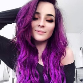 Angle Lucky Omber Purple Lace Front Wig Long Wavy Dark Purple Small Lace Middle Part Wig Synthetic Heat Resistance Cosplay Drag Queen Wigs for Women 24 Inch