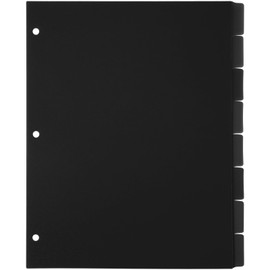 8 Tab Black Binder Dividers for 3 Ring Binders 8.5 x 11 Inch Binder Dividers with 3 Hole Punched Page Dividers Sturdy Binder Index Dividers for School (Black)
