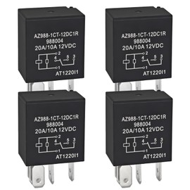 (Pack of 4) Fuel Pump Relay Replace Part for 4671168E 72472M - 12VDC, 20/10A, 5 Pins SPDT Automotive Relay AZ988-1CT-12DC1R