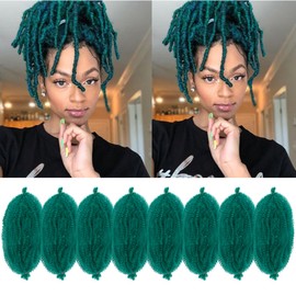 Springy Afro Twist Hair 8 Packs Marley Twist Braiding Hair Pre Separated Spring Twist Hair for Faux Locs Crochet Hair Kinky Twist for Braiding Synthetic Hair Extensions (green#, 16inch(Pack of 8)