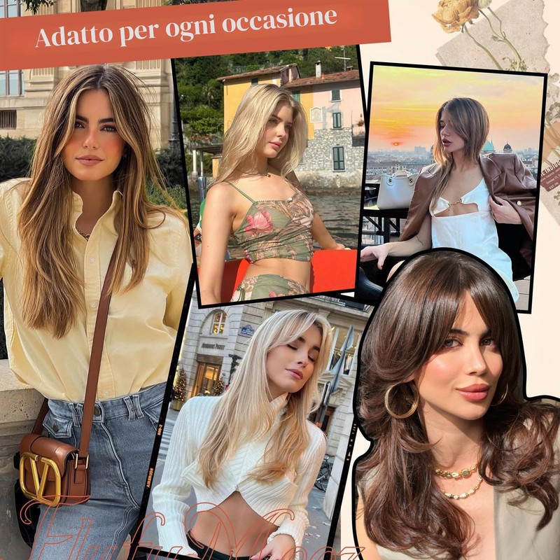Flufymooz Topper in 100% veri capelli umani da donna, 25,4