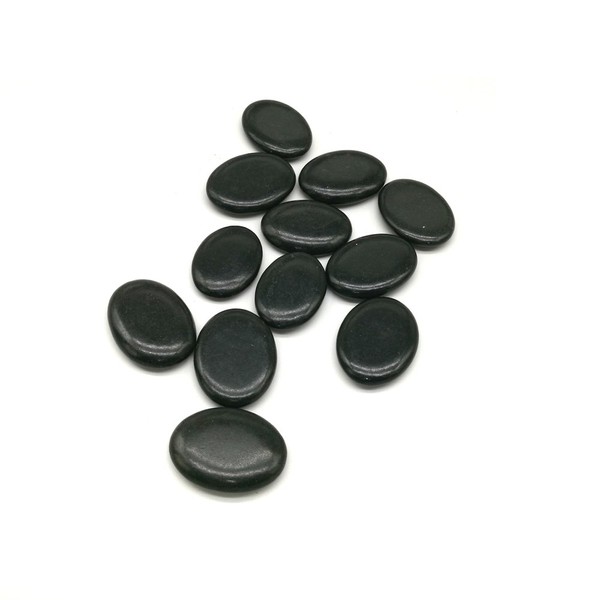 Windfulogo 12Pcs Hot Massage Stones Set Natural Lava Basalt Heated warmer Stone for Spa Massage Black1.18 x 1.57 in(3x4cm)