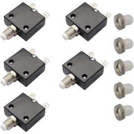 5pcs Push Button Reset 30A Circuit Breakers with Quick Connect Terminals and Waterproof Button Cap