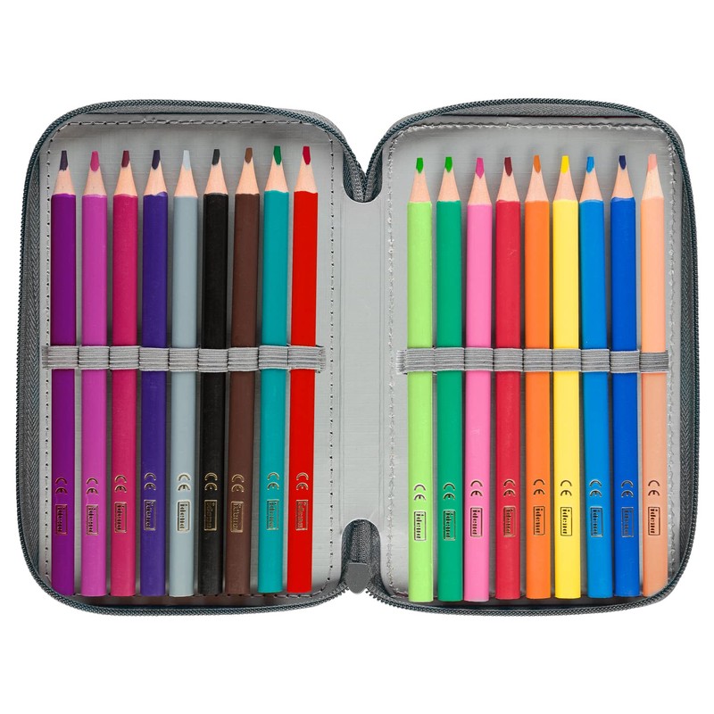 Idena, lightblue, Triple pencil case horse
