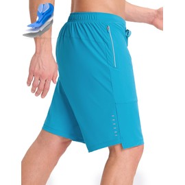 baleaf Men's Mountain Bike Shorts 4D Padded Loose-fit MTB Cycling Lightweight Bicycle Biking Shorts Zipper Pockets Aqua Blue L