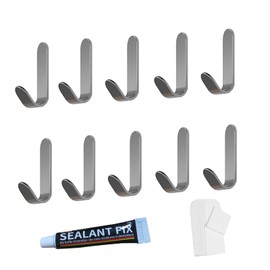 10 Pcs Adhesive Hooks, Heavy Duty Adhesive Hooks Hold 12Lbs, Command Hooks, Stainless Steel Wall Hooks, Adhesive Hooks for Hanging, Hooks for Hat, Coat, Picture, Backpack, Garage