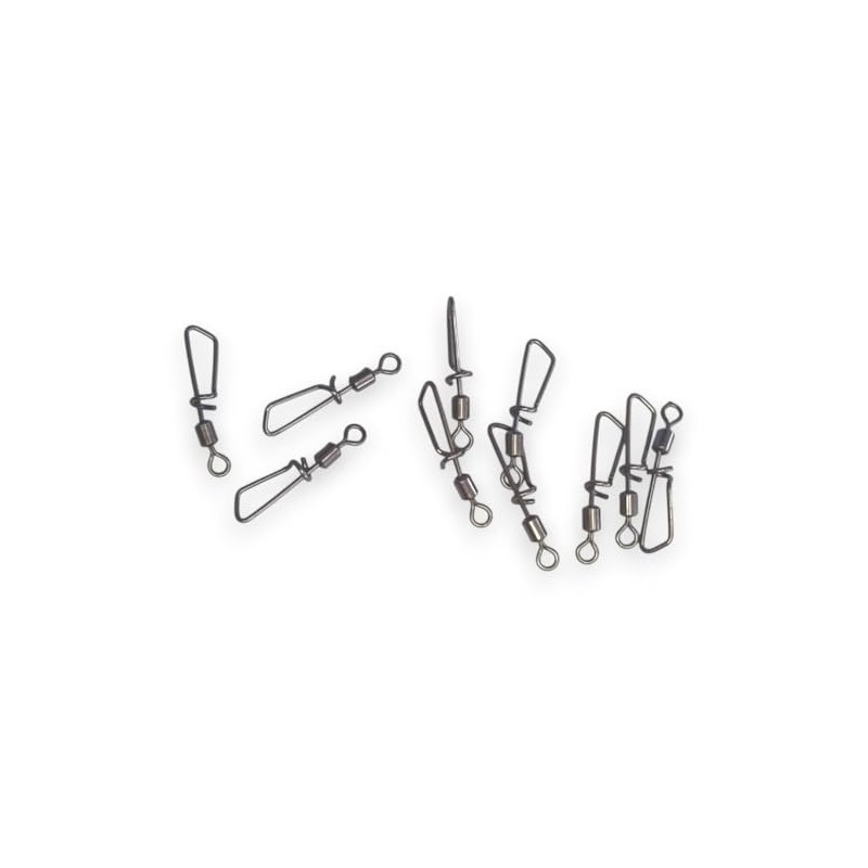 FISHIN ADDICT Snap Link Fishing Swivels, Barrel Interlock Clip Black