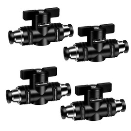 Pneumatic Connector Straight 6 mm Pneumatic Ball Valve with Shut-off Valve for Quick Connection of Air Lines Pack of 4