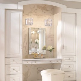 LOCLGPM Crystal Wall Sconce Set of Two,Modern Wall Lamp 1 Light Lighting Fixtures with Crystal and Chrome Finish,Wall