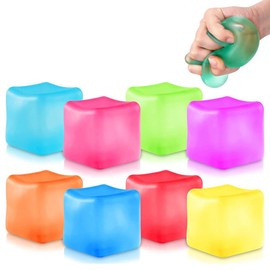 8PCS Stress Balls for Kids Ice Cube Squeeze Fidget Toys Colorful Squeeze Cube Sensory Toys Fidget Cube Squishy Toys Anxiety Relief for Kids