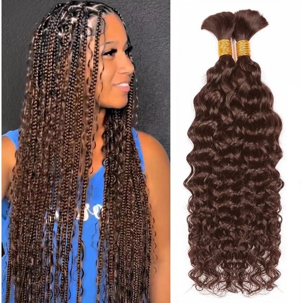 DaiMer Water Wave Bulk Human Braiding Hair for Boho Braids,