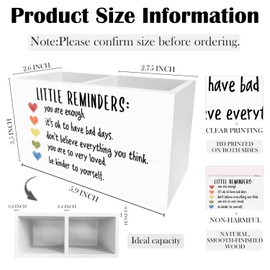 HYKDFMNCJ Inspirational Pen Holder for Desk, Little Reminders Wooden Box Sign Desk Decor for Home Office Decoration, Positive Affirmation Pencil Organizer, Motivational Office Decor