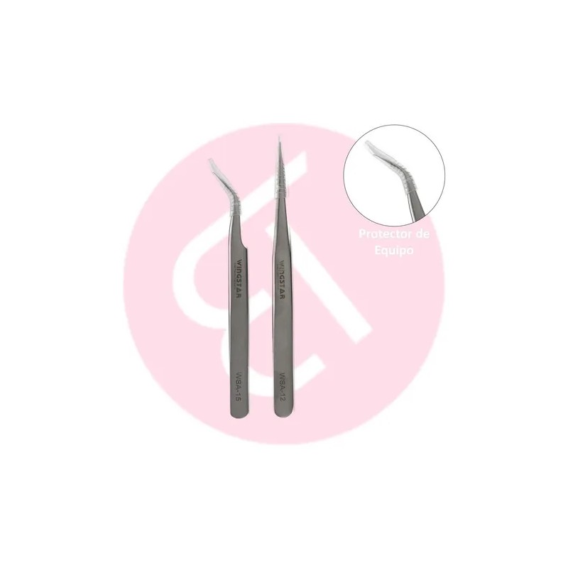 Juego De Pinzas 2 Pz Aplicación Extensiones De Pestaña Plata