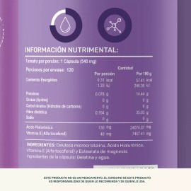 LIFE360+ Life 360+ Hialu-e Ácido Hialurónico Vitamina E 120 Cápsulas