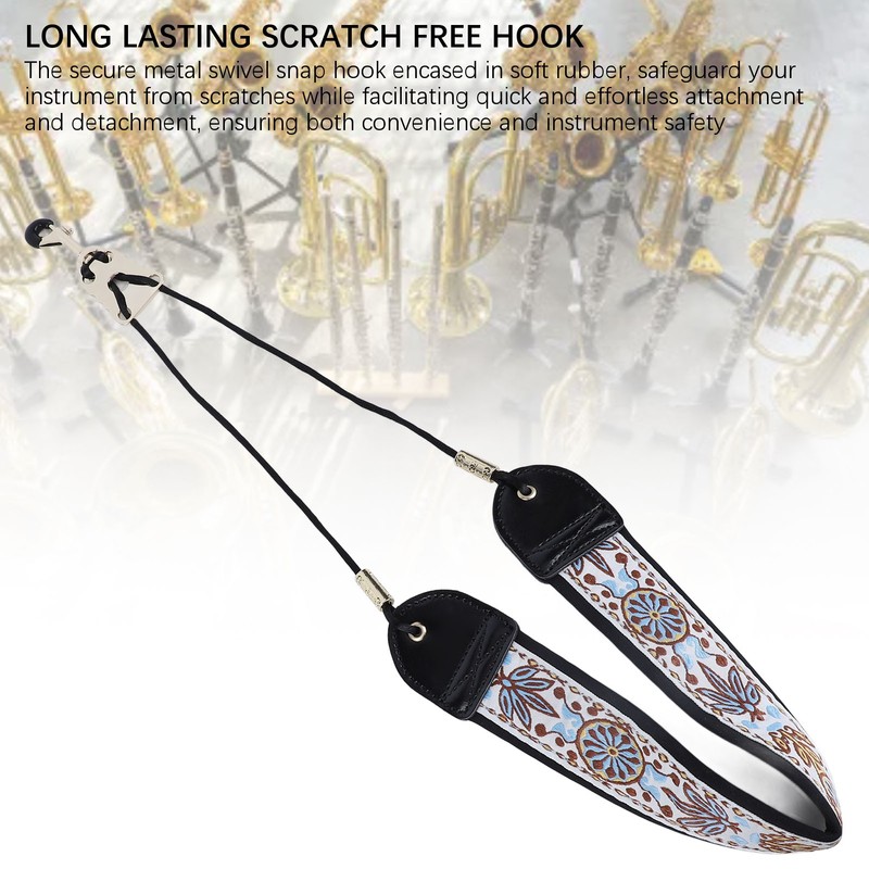 Embroidery Saxophone Neck Strap for Alto Tenor Sax Adjustable Instrument