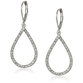 Anne Klein Ready To Shine Silver-Tone/Crystal Teardrop Earrings