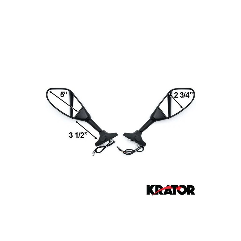 Krator Mirrors w/ Signals Black For Buell Thunderbolt S2 S3