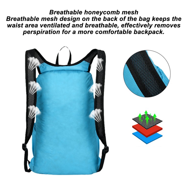 Packable Backpack Oxford Cloth 20L Foldable Waterproof Lightweight Multifunctional Hiking