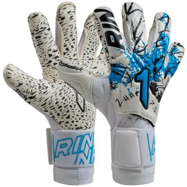 Rinat Asimetrik Spine Prime Goalkeeper Gloves for Children and Adults (White/Blue, 6)