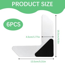 Rug Grippers - Anti Curl Corner Grippers for Carpet, Laminate, Wooden, and Tiled Floors, 6 Pack Non-Slip Rug Pad Grippers, Carpet Stickers for Rugs, Rug Gripper for Carpeted and Laminate Floor
