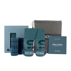 PICSIL Falcon Gloves + Wristbands + Bag, Carbon Fibre Material, Use with Magnesium, Grip on All Surfaces and Dumbbell Types, Aqua G+