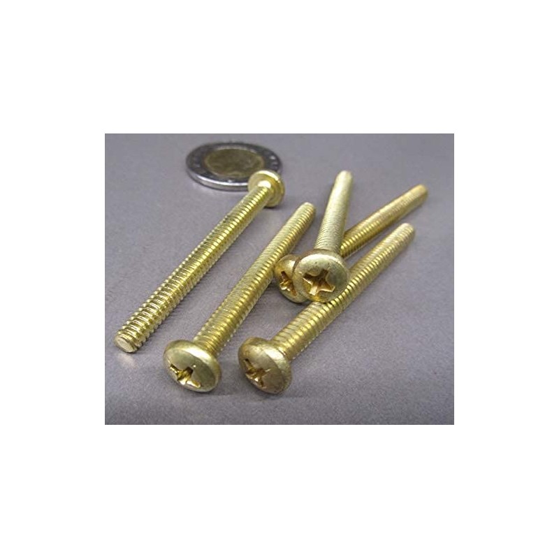 Brass Pan Head Phillips Machine Screws, FT, 10-24 Thread Size