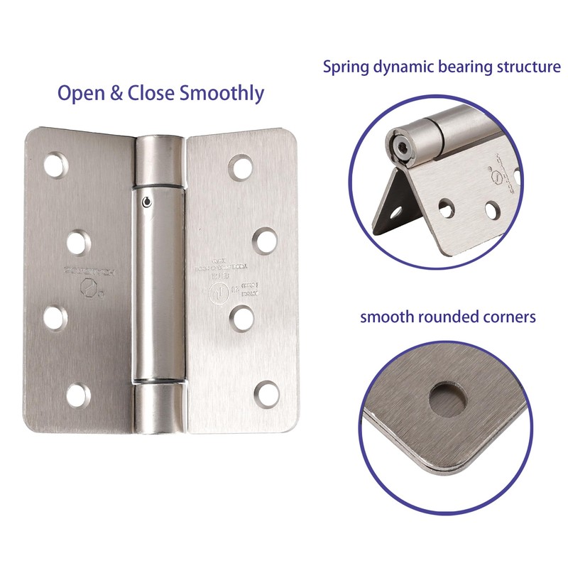 3 Pieces Self Closing Door Hinge 4 inch Satin Nickel