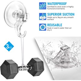 Quntis Suction Cup Hooks 4 Pack, Multi-Purpose Clear Shower Suction Hooks Waterproof Heavy Duty Wreath Hanger for Bathroom, Window, Towel, Shower Wall, Tile, Glass Door, Camper