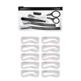 aplans Eyebrow Scissors Template Scissors Men's and Women's Universal Eyebrow Cutter Eyebrow Template Eyebrows Eyebrow Shaving (Black 10-Piece Set)
