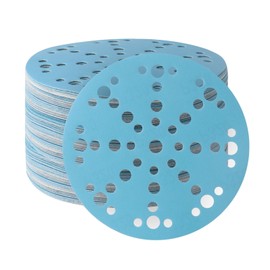 Pack of 50 Sandpaper 150 mm Velcro 80 Grit Sandpaper 49 Holes Ceramic Sanding Discs Blue Dust Removal Sandpaper Eccentric Sandpaper 150 mm for Wood Metal Car