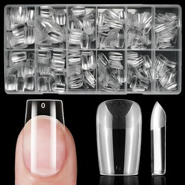 LoveOurHome 600pc Square Gel x Nail Tips Medium Fake Nail Clear False Nail Tips Square Full Cover Artificial Fingernails Soft Gel X Nail Art Tips for Acrylic Nails Gel X Extension Press Nail Making