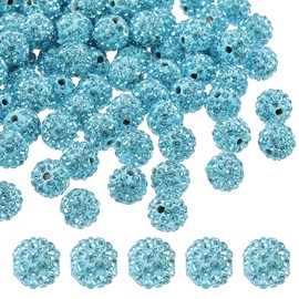PATIKIL 10mm Rhinestone Clay Beads for Jewelry Making, 120 Pack Round Ball Polymer Clay Crystal Charm Beads for Craft Decor Necklace Chain Bracelets DIY, Blue