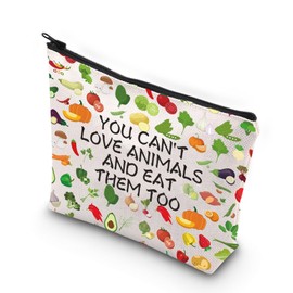 Funny Vegan Gift Veganism Gift You Can't Love Animals and Eat Them Too Zipper Pouch Makeup Bag (Eat Them Too CA)
