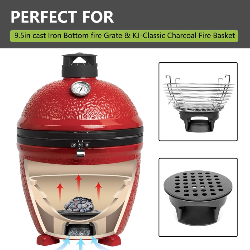 Vankey Heavy Duty Cast Iron Ash Can for Kamado Joe